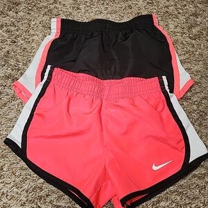 NIKE Dri-Fit  Xs Athletic  Running Shorts Solid Black White Mesh Neon Pink Trim